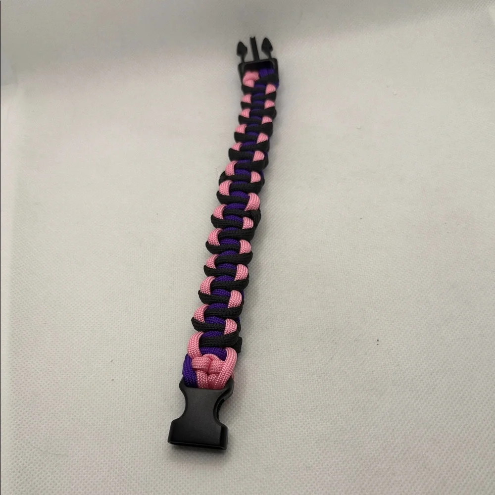 Handmade Pink, Purple, and Black Paracord Dog Collar